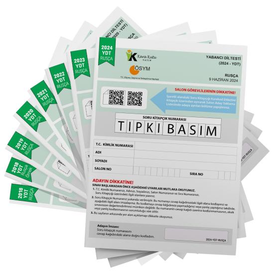 2025 YKS YDT (Yabancı Dil Testi) RUSÇA ÖSYM Çıkmış Soru Tıpkı Basım Deneme Paketi 8li Türkiye Geneli
