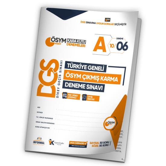 2026 DGS ÖSYM Arşivi Karma Kara Kutu Çıkmış Soru Türkiye Geneli D. Çözümlü Deneme 10/6.Kitapçık