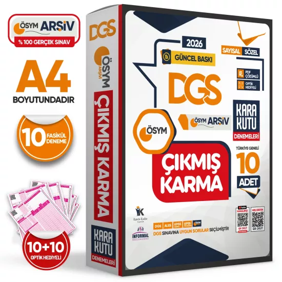 2026 DGS Sayısal-Sözel-TM ÖSYM Çıkmış Karma Kara Kutu 10lu Deneme Paketi Türkiye Geneli D. Çözümlü