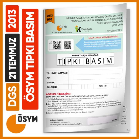 DGS 2013 ÖSYM Tıpkı Basım Çıkmış Soru Deneme Kitapçığı Yeni Baskı Türkiye Geneli Dijital Çözümlü