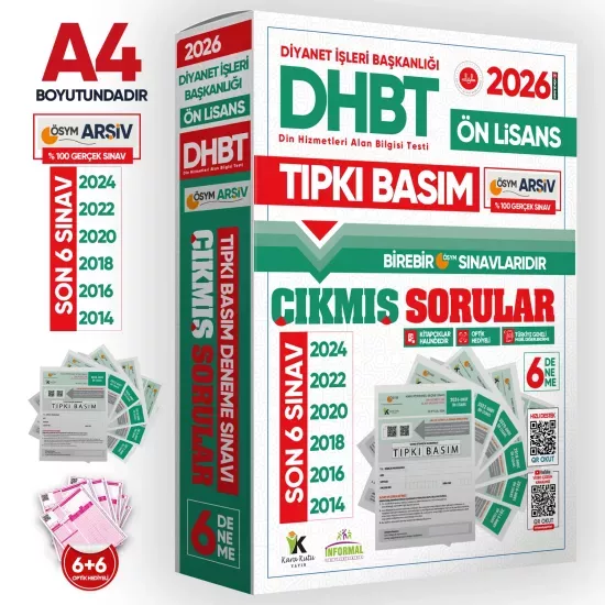 2026 KPSS-DHBT Önlisans ÖSYM Çıkmış Soru Tıpkı Basım 6lı Kitapçık Türkiye Geneli Deneme Paketi