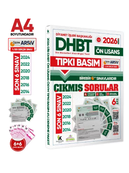 2026 KPSS-DHBT Lisans-ÖnLisans-Ortaöğretim ÖSYM Çıkmış Soru Tıpkı Basım(6+6+6)Kitapçık TG Deneme SETİ