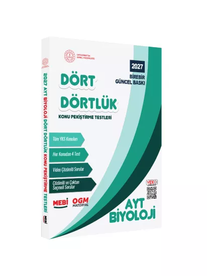 2027 YKS-AYT MEBİ-OGM Dört Dörtlük Biyoloji Pekiştirme Testi A4 Renkli Soru Bankası BASKI ÜCRETİ