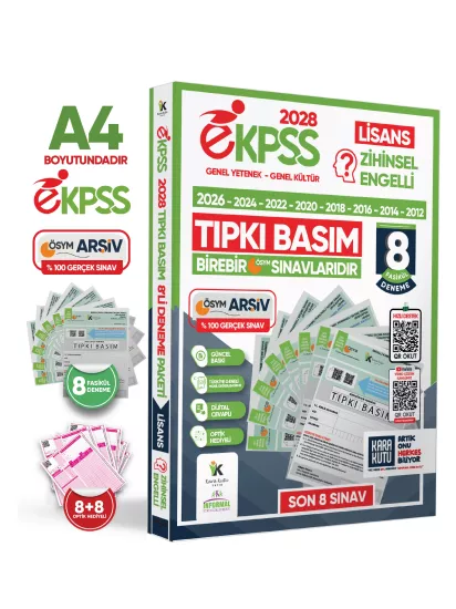2028 EKPSS Lisans Zihinsel Engelli ÖSYM Çıkmış Soru Tıpkı Basım 8li Kitapçık TG Deneme Paketi
