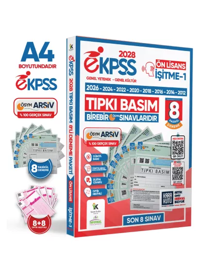 2028 EKPSS Ön Lisans İşitme-1 ÖSYM Çıkmış Soru Tıpkı Basım Soru Kitapçıkları 8li TG Deneme Paketi