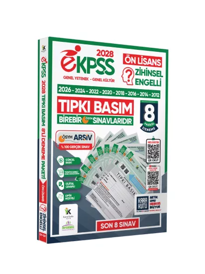 2028 EKPSS Ön Lisans Zihinsel Engelli ÖSYM Çıkmış Soru Tıpkı Basım 8li Kitapçık TG Deneme Paketi