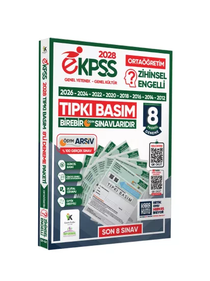 2028 EKPSS Ortaöğretim Zihinsel Engelli ÖSYM Çıkmış Soru Tıpkı Basım 8li Kitapçık TG Deneme Paketi