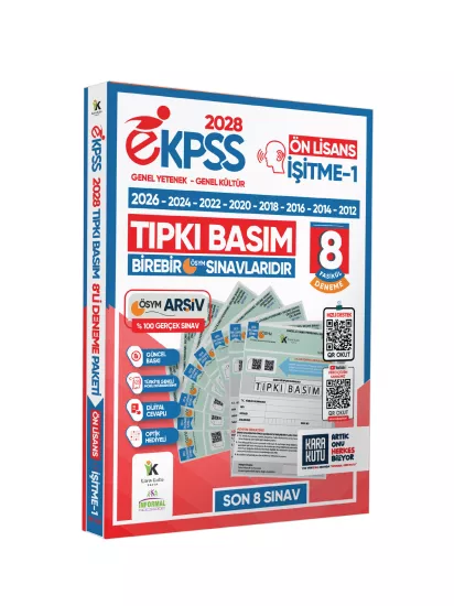 2028 EKPSS Ön Lisans İşitme-1 ÖSYM Çıkmış Soru Tıpkı Basım Soru Kitapçıkları 8li TG Deneme Paketi