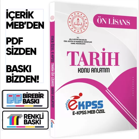 2026 MEB Özel EKPSS Önlisans-Ortaöğretim TARİH Konu Anlatımı Kitabı (A4 Büyük Boyutlu)BASKI ÜCRETİ
