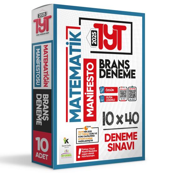 2025 YKS TYT Matematik Manifestosu BRANŞ Deneme Paketi 10lu Dijital Çözümlü