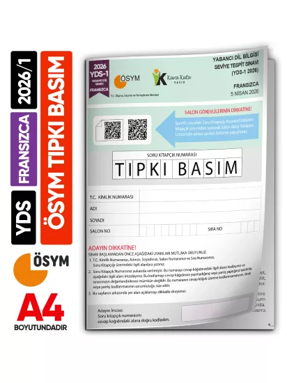 YDS Fransızca 2026/1 Yabancı Dil Sınavı ÖSYM Tıpkı Basım Çıkmış Soru Deneme Kitapçığı (e-YDS uygun)