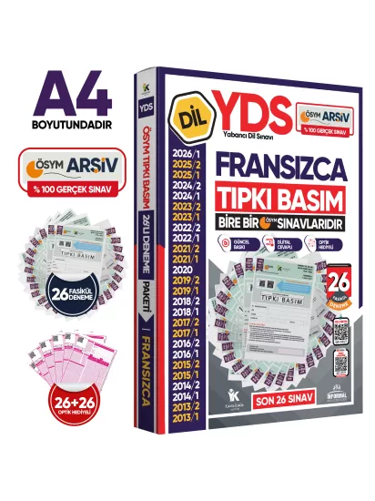 2026 YDS Fransızca ÖSYM Tıpkı Basım Çıkmış Soru Deneme Paketi Dijital Çözümlü 26lı Fasikül SETİ
