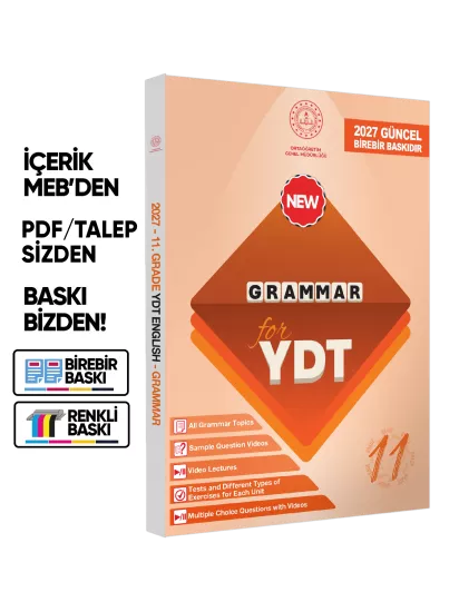 2027 YDT MEBİ İngilizce 11.Sınıf Grammar (Dilin Yapısı) Konu Anlatımı Kitabı BASKI ÜCRETİ