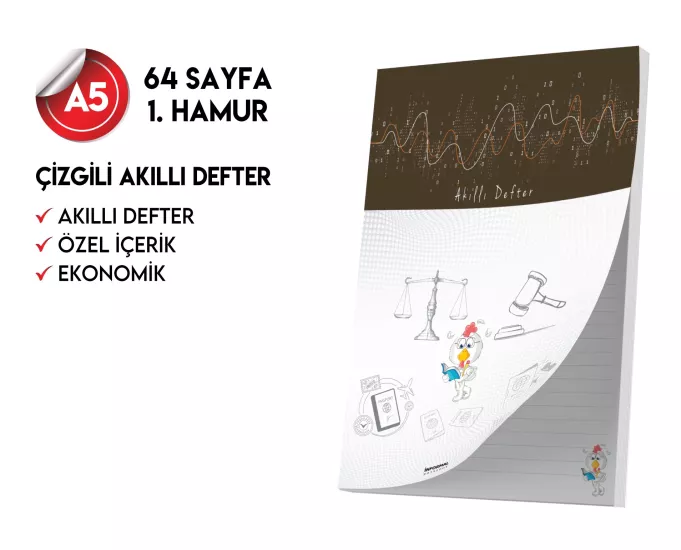 Çizgili Not Defteri 64 Sayfa Akıllı Defter Tekli A5 Tam Beyaz Tekli