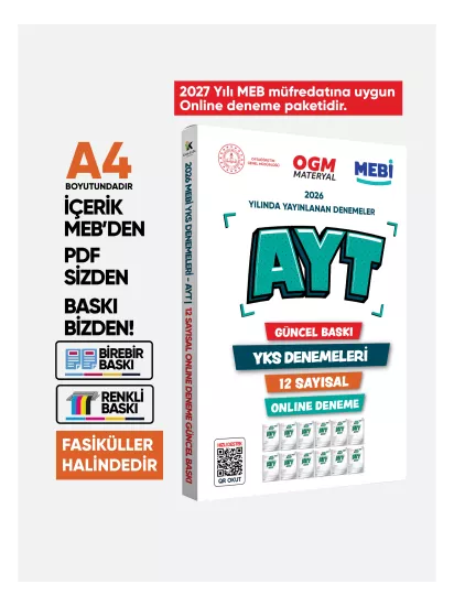 2027 YKS-AYT MEBİ OGM SÖZEL Güncel Seri Online Deneme 12li SET BASKI ÜCRETİ
