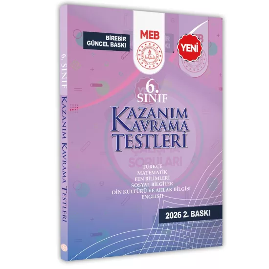 2026 6.Sınıf MEB Tüm Dersler Kazanım Kavrama Testleri KKT Yaprak Test Kitabı BASKI ÜCRETİ
