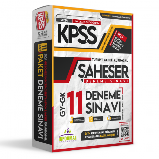 2024 KPSS GY-GK Ön Lisans-Ortaöğretim ŞAHESER Türkiye Geneli Kurumsal 11li Dijital Çözümlü Paket Deneme