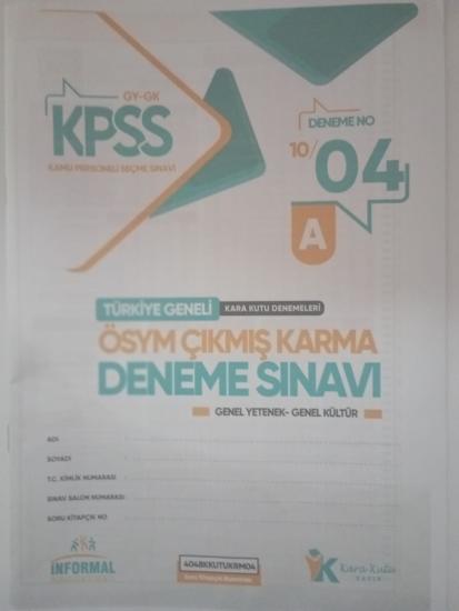 KPSS Genel Yetenek-Genel Kültür Çıkmış Sorular Karma Deneme Kitapçığı Türkiye Geneli