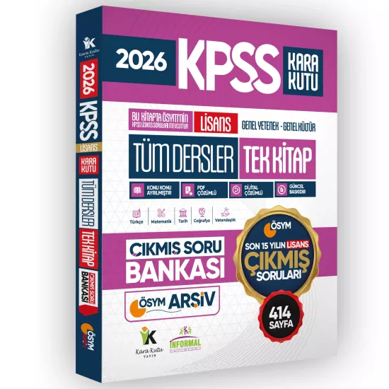 2026 FULL LİSANS KPSS ÖSYM Tüm Dersler Tek Kitap Soru Bankası Son 15 Yıl Çözümlü (Sadece Lisans)