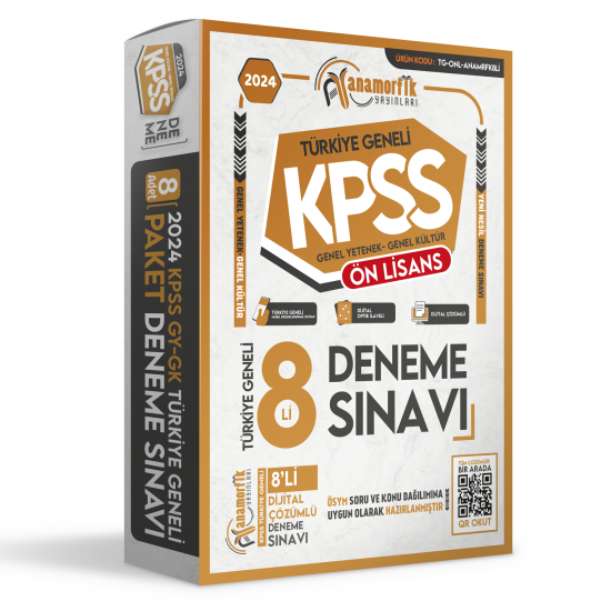 2024 KPSS Ön Lisans Anamorfik Yayınları TG Kurumsal 8Li Dijital Çözümlü Paket Deneme Sınavı