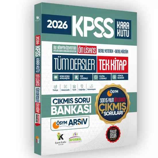 2026 FULLÖnLisans KPSS ÖSYM Tüm Dersler Tek Kitap Soru Bankası Son 15Yıl Çözümlü(Sadece Ön Lisans)