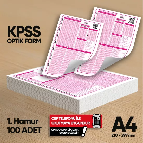 KPSS (GY-GK) Deneme Sınavları İçin 100 Adet (80.GR) Optik Form