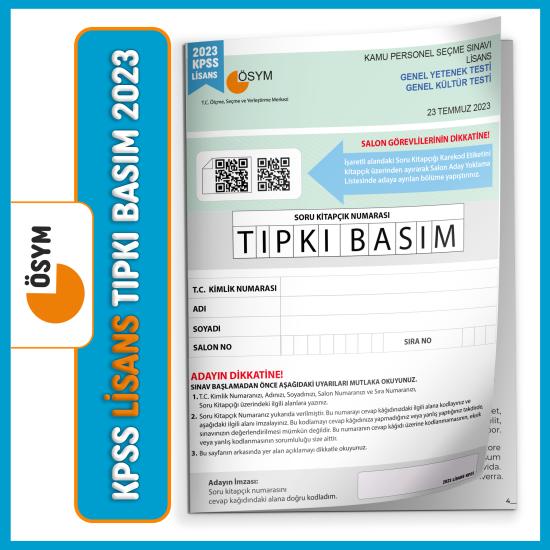 2023 KPSS Lisans GY-GK ÖSYM Çıkmış Soru Tıpkı Basım Türkiye Geneli D.Çözümlü Deneme Sınavı Kitapçığı