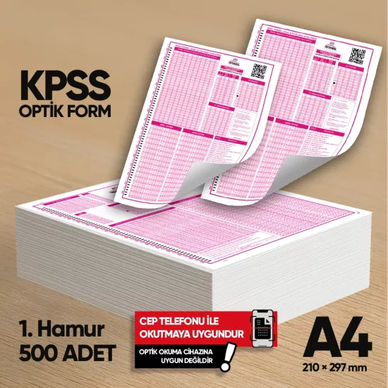 KPSS (GY-GK) Deneme Sınavları İçin 500 Adet (80.GR) Optik Form
