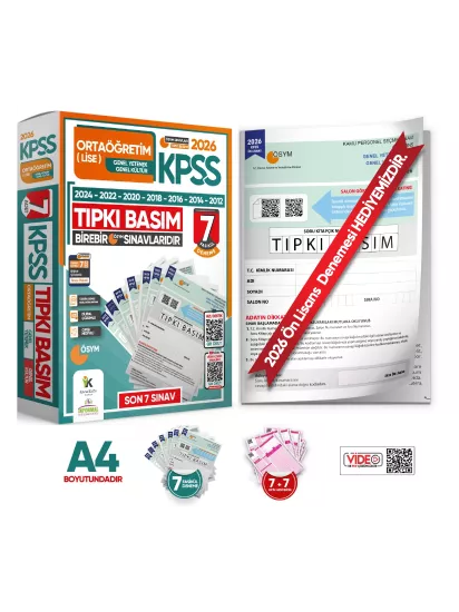 2026 KPSS ORTAÖĞRETİM-LİSE ÖSYM Çıkmış Soru Tıpkı Basım 7li Deneme Paketi TG Dijital Çözümlü