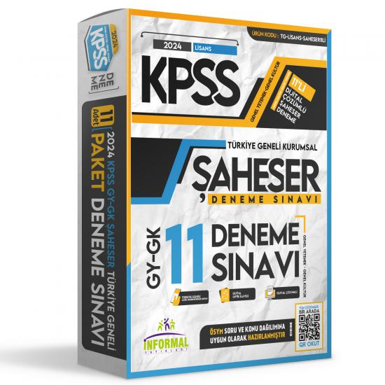 2024 KPSS GY-GK Lisans ŞAHESER Türkiye Geneli Kurumsal 11li Dijital Çözümlü Paket Deneme
