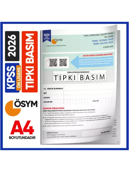 2026 KPSS Önlisans ÖSYM Tıpkı Basım Çıkmış Soru Deneme Kitapçığı (Video Çözümlü Türkiye Geneli)