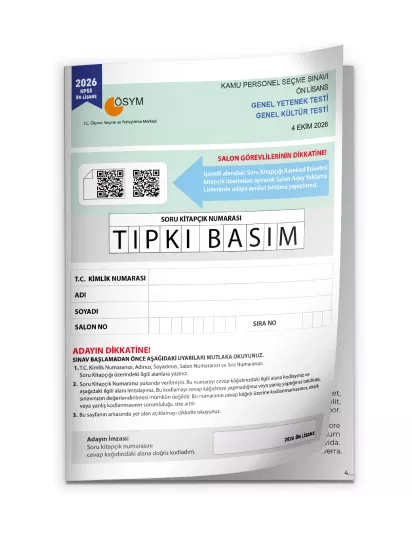 2026 KPSS Önlisans ÖSYM Tıpkı Basım Çıkmış Soru Deneme Kitapçığı (Video Çözümlü Türkiye Geneli)