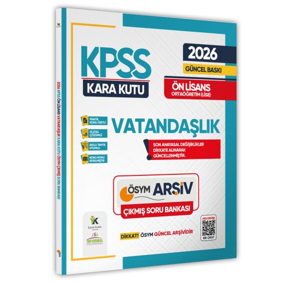 2026 KPSS Ön Lisans/Ortaöğretim VATANDAŞLIK Kara Kutu ÖSYM Çıkmış Çözümlü Soru Bankası Konu Özetli