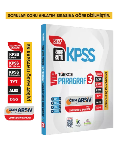 2027 KPSS Türkçenin Kara Kutusu PARAGRAF 3 VİP ÖSYM Çıkmış Soru Havuzu Bankası Dijital Çözümlü