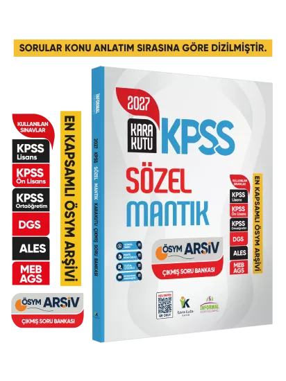2027 KPSS SÖZEL MANTIK Kara Kutu ÖSYM Çıkmış Soru Havuzu Bankası Konu Özetli Dijital Çözümlü
