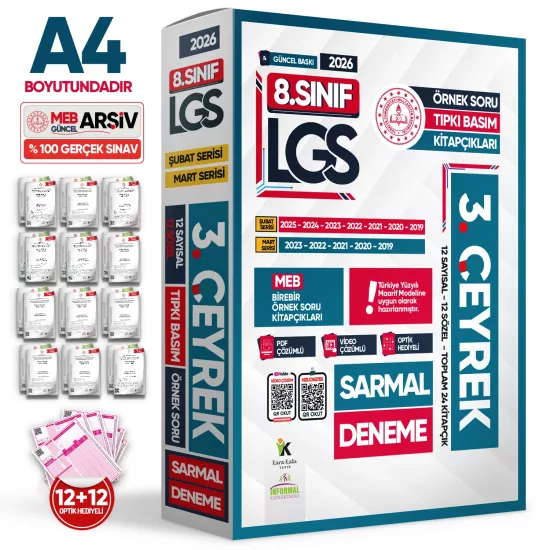 2026 8.Sınıf LGS 3. ÇEYREK Şubat-Mart Ayı MEB Örnek Soru Tıpkı Basım Sarmal Deneme Paketi Çözümlü