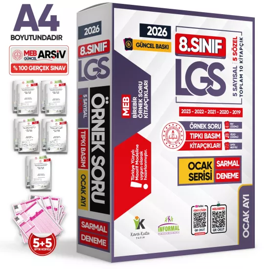 2026 8.Sınıf LGS Ocak Ayı MEB Örnek Soru Tıpkı Basım 5li Sarmal Deneme Paketi Dijital Çözümlü