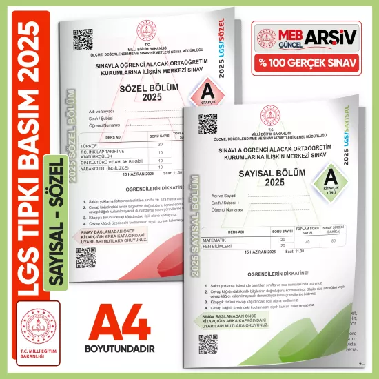 2025 LGS MEB Birebir Tıpkı Basım Çıkmış Soru Say-Söz Kitapçıkları (Video/PDF Çözümlü Türkiye Geneli)