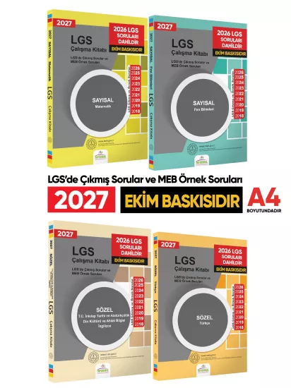 2027 LGS 8.Sınıf 4lü Çıkmış MEB Örnek Sorular Çalışma Kitabı -12li ONLİNE Deneme Paketi BASKI ÜCRETİ