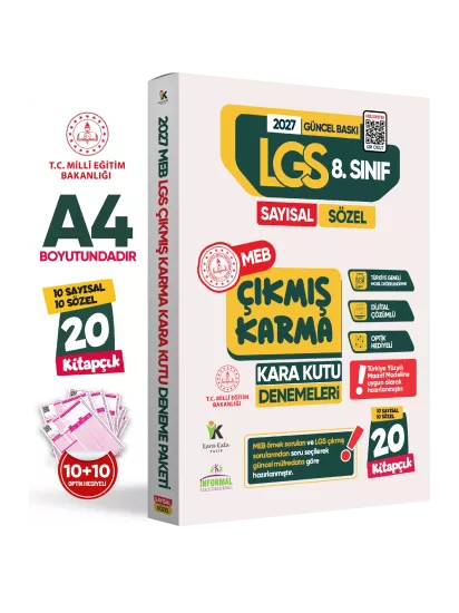 2027 8.Sınıf LGS 20li Deneme ÇIKMIŞ Soru Arşivi Karma Kara Kutu Deneme Sınavı Paketi Dijital Çözümlü