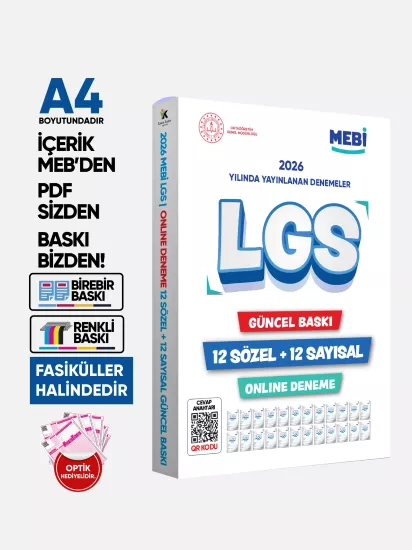 2027 LGS 8.Sınıf MEBi ONLİNE 1.2.3.4.5.6.7.8.9.10.11.12.Deneme Türkiye Geneli Paket PDF BASKI ÜCRETİ