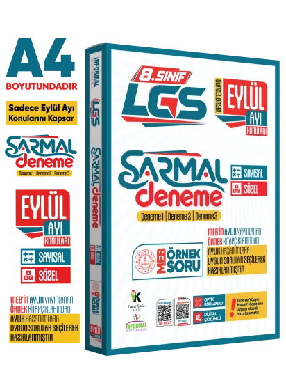2027 8.Sınıf LGS Sadece EYLÜL AYI Konuları MEB Örnek Soruları 3lü Sarmal Deneme Paketi Çözümlü