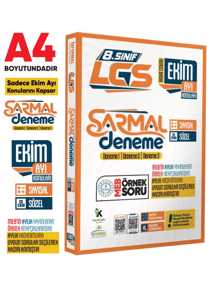 2027 8.Sınıf LGS Sadece EKİM AYI Konuları MEB Örnek Soruları 3lü Sarmal Deneme Paketi Çözümlü