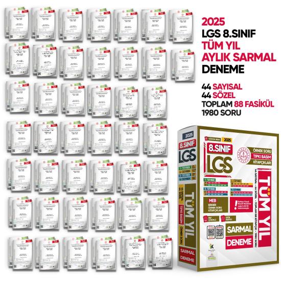 2025 8.Sınıf LGS TÜM YIL Aylık SARMAL Konu Deneme Seti MEB Örnek Soru Tıpkı Basım Çözümlü PAKET