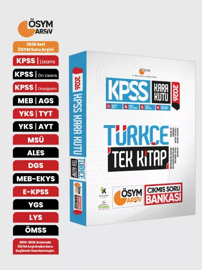 2026 KPSS Kara Kutu Türkçe TEK KİTAP ÖSYM ARŞİV Çıkmış Soru  Bankası Konu Özetli Dijital Çözümlü