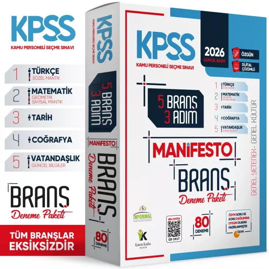 2026 KPSS GY - GK 3 Adım 5li Manifesto Dijital Çözümlü Branş Deneme Seti