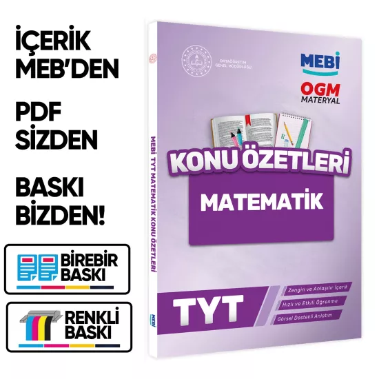 2026 YKS-TYT MEBİ-OGM Matematik Pratik Konu Özet Kitabı RENKLİ A4 Boyut Görsel Destekli BASKI ÜCRETİ