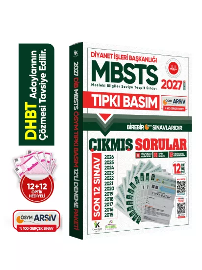 2027 DİB-MBSTS ÖSYM Çıkmış Soru Tıpkı Basım 12li Kitapçık Türkiye Geneli Deneme Paketi