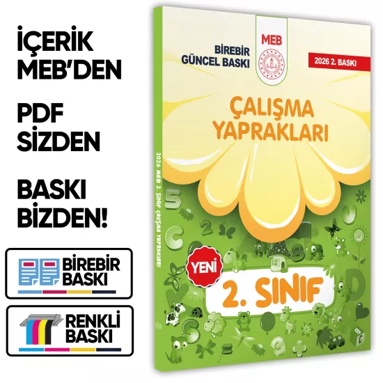 2026 MEB İlkokul 2.Sınıf Çalışma Yaprakları TÜM DERSLER Etkinlikli Eğlenceli S. Bankası BASKI ÜCRETİ