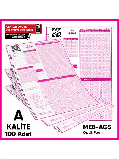 MEB-AGS Deneme Sınavları İçin 100 Adet Optik Form